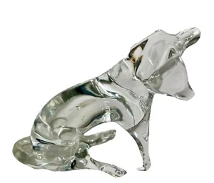 Vintage Clear Hand Blown Art Glass Sitting Dog Figurine Long Ears & Tail - Picture 1 of 5