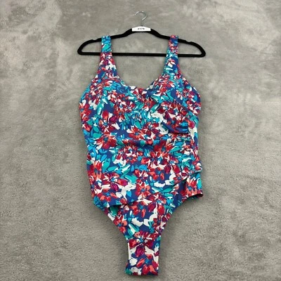 Traje de baño Jantzen de una pieza para mujer 18 multicolor floral envolvente frontal acanalado acolchado Foto 1 de 4