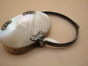 Antique Georgian Mother Of Pearl & White Metal Pocket Magnifier No Silver Marks - Bild 1 von 5