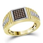 Lab Created Chocolate Diamond 1 Carat Men's Wedding Ring 14K Yellow Gold Plated