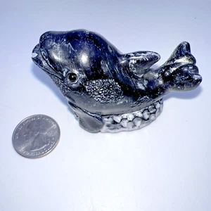 Wolf Original Baby Dolphin Figurine Hand Carved Sculpture Canada Signed WE - Picture 1 of 7