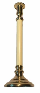 PAIR OF 14”CHURCH ALTAR CANDLESTICKS Brass and SMOOTH Enameled STEMS Read Descrp - Picture 1 of 12