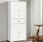 Tall Kitchen Larder White Pantry Cabinet Cupboard Storage Unit Shelves Wood
