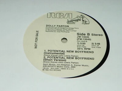 DOLLY PARTON *POTENTIAL NEW BOYFRIEND 1983*RCA WHT LBL 12" BLK VINYL PROMO-NEW - Image 1 of 2