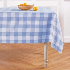 Solino Home 100% Pure Linen Tablecloth for Summer Kitchen Dining - Buffalo Check - Picture 1 of 80