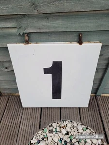 Early Railway double sided PLATFORM 1 Enamel Sign with hanging eyelets 20" x 20" - Picture 1 of 12