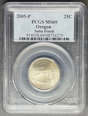 2005-P Satin Oregon Quarter PCGS MS-69, Buy 3 Items, Get $5 Off!! - Image 1 of 2