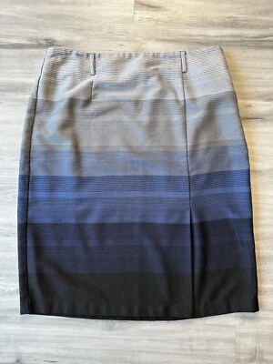 Falda lápiz Roz & Ali para mujer talla 14 azul a rayas ropa profesional Foto 1 de 4