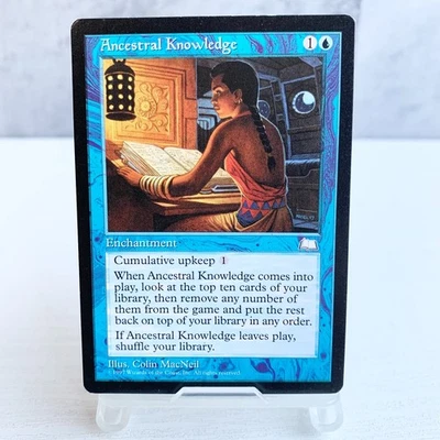 MTG Ancestral Knowledge Weatherlight Rare Enchantment 1997 Colin MacNeil Japan - Image 1 of 4