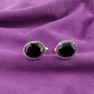 925 Silver Natural Black Onyx Wedding Fathers Gift Statement Cufflinks Jewelry - Picture 1 of 6