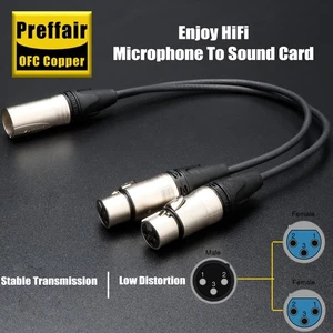 3Pin Male to Female OFC Copper XLR Cable HIFI Splitter Lines Rhoduim Plated Plug - Picture 1 of 9