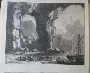 Jacobus COELEMANS 1654-1735 Gravure XVII PORT PECHE ITALIE Posillipo NAPLES 1700 - Imagen 1 de 7