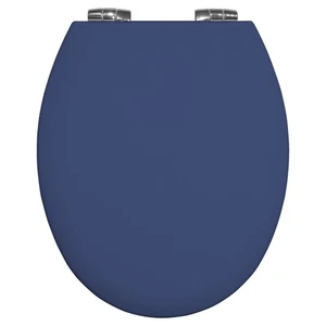 Toilet Seat Marine Blue Slow Close Moulded Wood New York With Adjustable Hinges - Picture 1 of 8