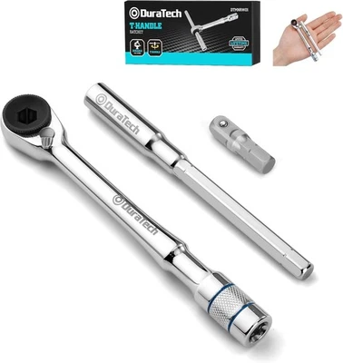 1/4" T-Handle Ratchet, Mini Ratchet Wrench with Hex Bit Extension Set, Compatibl - Image 1 of 4