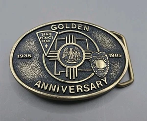 Hebilla de cinturón de latón aniversario dorado de la policía del estado de Nuevo México de colección - Imagen 1 de 5