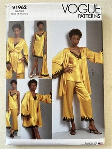 UNCUT  Vogue V1962 Misses Camisole, Robe Slip Dress  F5 (16-18-20-22-24) Pattern - Picture 1 of 3