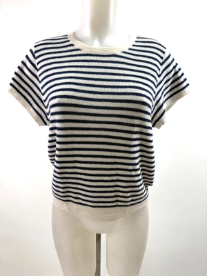 Suéter de cachemir a rayas azul blanco manga corta J CREW para mujer nuevo con etiquetas $98 talla XL Foto 1 de 3