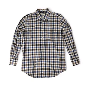 Peter Millar Mens Long Sleeve Button Up Medium Brown Blue Plaid Check Pocket - Bild 1 von 20