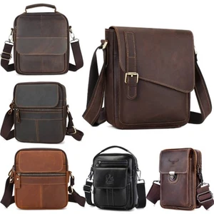 Vintage Men Messenger Shoulder Bag Genuine Leather Business Travel Handbag New - Picture 1 of 58