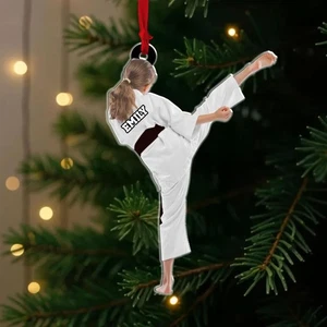 Personalisierte Taekwondo Uniform Acryl Weihnachtsschmuck Hängedeko - Bild 1 von 6