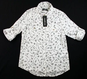 Karl Lagerfeld Damen Bluse Shirt Oberteil S Langarm Knopfleiste Logo weiß 89 $ - Bild 1 von 8