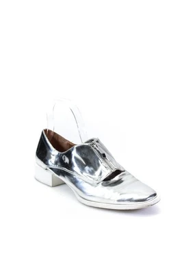 Zapatos de vestir Oxford Zara Trafaluc para mujer de cuero con cremallera frontal plateados talla 40 10 Foto 1 de 4