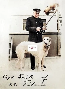 RMS TITANIC, Captain Smith und sein Hund Ben auf dem Deck der Titanic. Schöner Reprint. - Bild 1 von 4