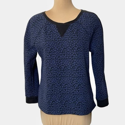 Apt 9 Knit Ribbed Sweater Womens Petite Medium Blue Black Cotton Blend Textured - Image 1 of 4