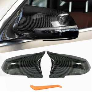 2 x Carbon Fiber Side Mirror Cover Caps for BMW 3 Series F30 F31 F20 320i 328i - Picture 1 of 11