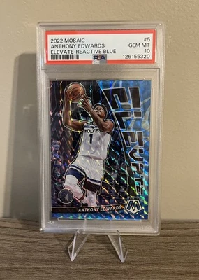 2022 Mosaic - Anthony Edwards - Elevate - Reactive Blue - #5 /99 PSA 10 POP 4 - Image 1 of 4