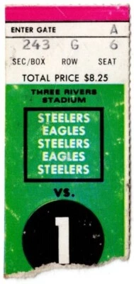 Boleto de temporada 1975 Pittsburgh Steelers vs Philadelphia Eagles 9/08/75 Foto 1 de 2
