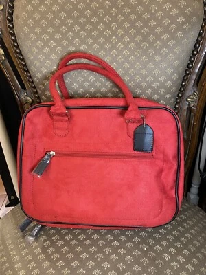 Lancome Red Suede Makeup Handle Bag With Inner Bag Included NIB - Image 1 of 4