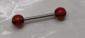 Bauchnabel Stangen Schmuck rot & schwarz Streifen x 1 JETZT KAUFEN £3,00 KOSTENLOSER VERSAND - Bild 1 von 5