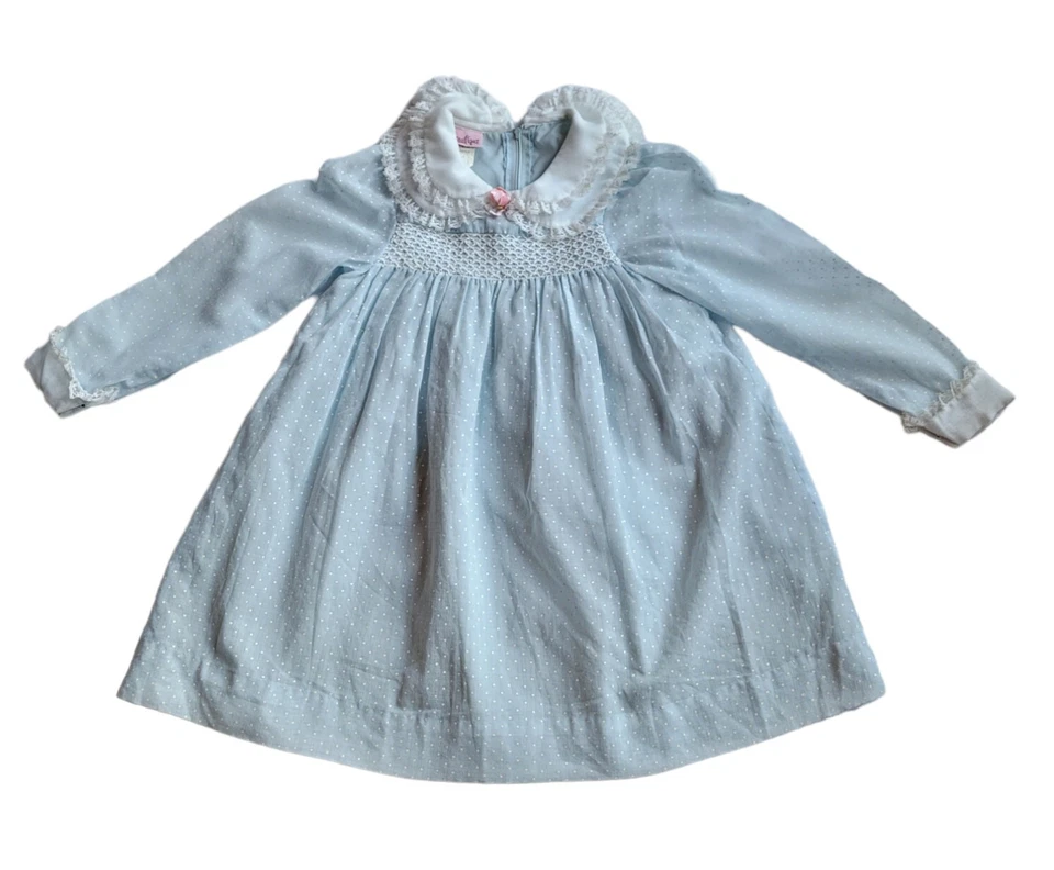 Vintage Light Blue Swiss Dot Dress Size 6X - Image 1 of 4