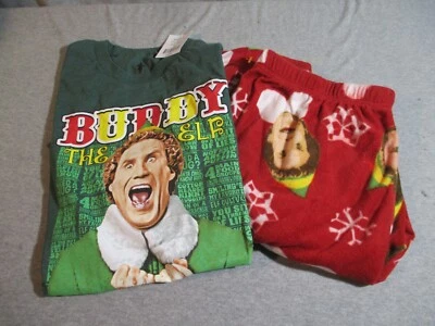Pantalones de vellón de salón para hombre + camiseta Navidad Elf Will Ferrell Buddy talla XL 40-44 Foto 1 de 4