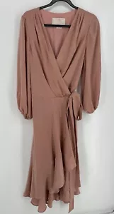 Gal Meets Glam Jennifer schimmerndes Satin Rüschen Wickelkleid Midi 8 gebraucht, in einwandfreiem Zustand - Bild 1 von 8