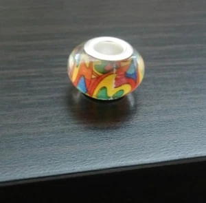 Silver Orange Yellow Blue Green Murano Glass Bead For European Charm Bracelet - Picture 1 of 2