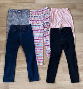Lot Of Five Large Girls Bottoms Pants Multicolor Bundle Denim Knit - Picture 1 of 1