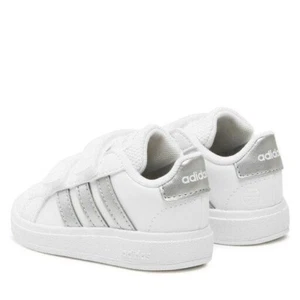 ADIDAS SNEAKERS JUNIOR GRAND COURT 2.0 GW6526 CFI BIANCO ARGENTO in PELLE - Picture 1 of 7