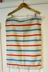 Vintage Pillowcase Springmaid Standard Striped Red Blue Green Retro MCM NICE - Picture 1 of 5