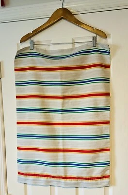 Vintage Pillowcase Springmaid Standard Striped Red Blue Green Retro MCM NICE - Image 1 of 4