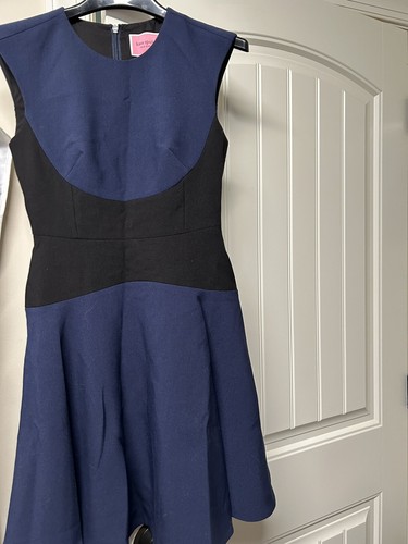 Abito da donna Kate Spade NY colorblock crepe blu navy nero stile taglia 0