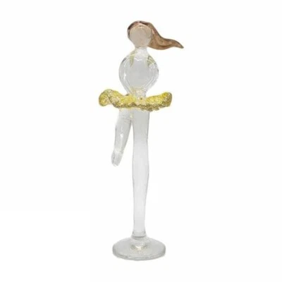 BALLERINA CON GONNA IN VETRO SOFFIATO FILIGRANA GLITTER ARREDAMENTO CASA - Immagine 1 di 3