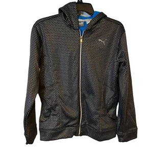 Puma Hoodie Jacket Girls XL - 16 Full Zip Metallic Black Pockets Activewear - Picture 1 of 11