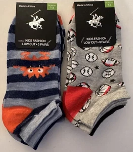 Beverly Hills Polo Club Kids Fashion Low Cut Socks 2 Sets-3 Pairs Each Size 1-7 - Picture 1 of 2
