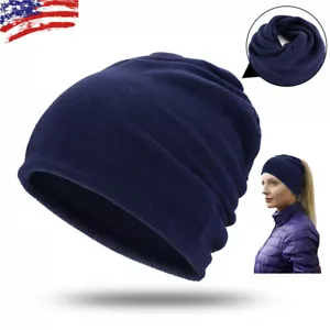 Ponytail Beanies for Women Messy Bun Winter Hat with Tail Hole Thermal Skull Cap - Picture 1 of 10