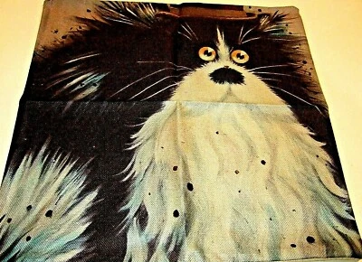 Square Cotton Canvas Long Haired Cat Pillow Cover 17.5" x 17.5" NEW (#92) - Image 1 of 4