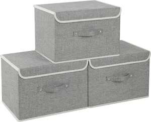 Fabric Organizers, Storage Bins with Flip-Top Lid and Handles, Cube Boxes for Or - Picture 1 of 7