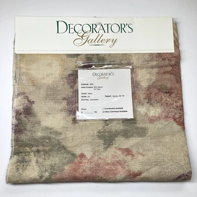 Muestra de tela de tapicería de galería decoradores 26" panel cuadrado rayón lino floral Foto 1 de 4