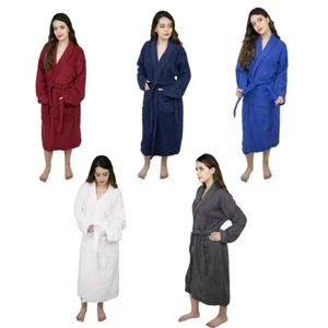 Ladies Shawl Collar Terry Cloth Long Sleeve Bathrobe Women’s Kimono Collar Robe - Picture 1 of 23